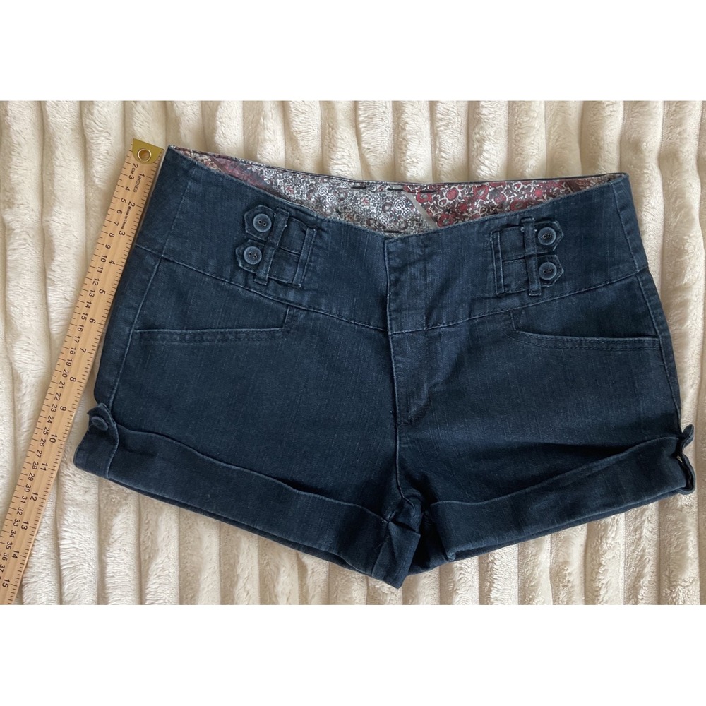 Boom Boom Jeans Womens Dark Wash High Rise Cuffed Denim Shorts Size 13